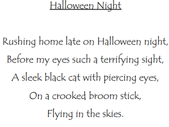 Halloween Night original poem and planning