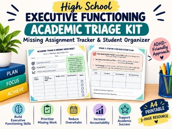 High School Executive Functioning Academic Triage Kit | Missing Assignment Tracker for Teens