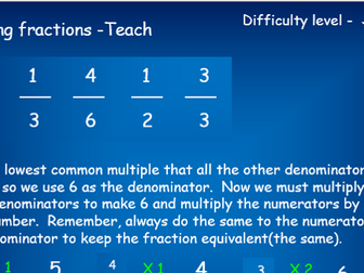 KS2 Ordering Fractions Whole lesson - Powerpoint  with three differentiated worksheets