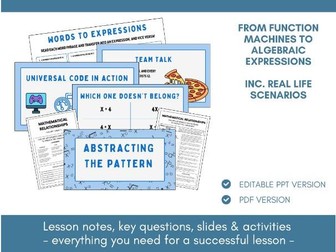 Introduction to Algebraic Expressions | Lesson Notes, Slides & Activities