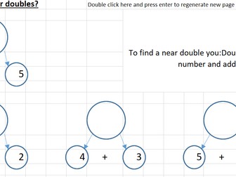 near doubles. Number fact practice worksheet. Part part whole and double smallest + 1 generator