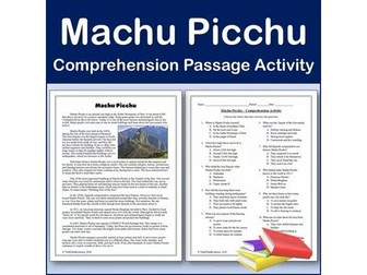 Machu Picchu | International Landmarks Reading Comp Passage & Activity Editable
