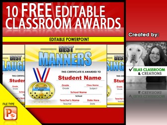 10 Free End of the Year Editable Awards