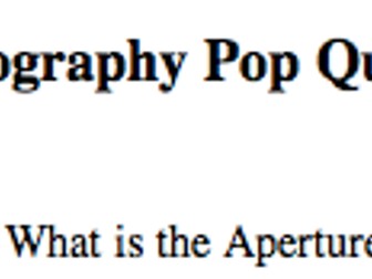 Photography Quiz and Icebreaker