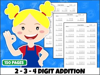 2-Digit, 3-Digit & 4-Digit Addition Worksheets | 150 Printable Worksheets | Years 2–4 Maths
