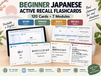 Beginner Japanese Active Recall Cards