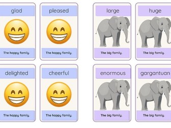 Synonym Card Game | Happy Families Style | Vocabulary & Word Choice | KS1 & KS2 English