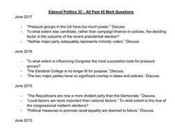 Edexcel Politics 3C - All Past 45 Mark Questions