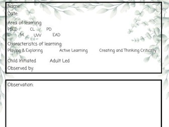 EYFS Observation Sheet