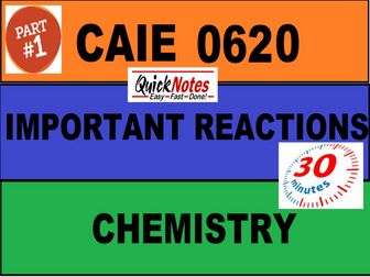 IGCSE 0620 All IMPORTANT REACTIONS PART 1