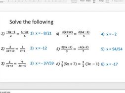 Solving Equations With Algebraic Fractions Lesson Series By