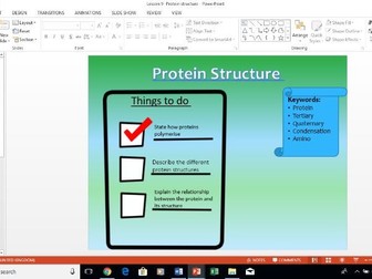 AQA A level Biology Protein Structure Lesson