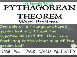 Pythagorean Theorem Word Problems Digital Task Card Activity