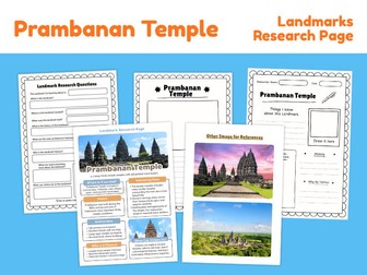 Prambanan Temple Research Project | Landmark Worksheets & Fact Page