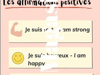 French Positive Affirmations Poster- downloadable classroom poster