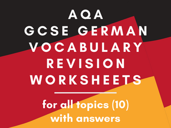 GCSE German Vocabulary Revision Worksheets BUNDLE By Topic