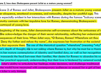 High-level model essay on Juliet as mature in Romeo and Juliet