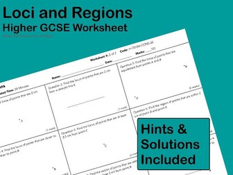 GCSE Maths Worksheet: Loci and Regions - Higher Tier