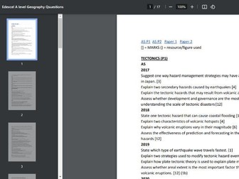 Alevel Edexcel Geography Questions
