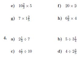 4 worksheets on operations between whole numbers fractions and mixed