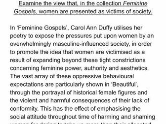 'Feminine Gospels' example essay A-level