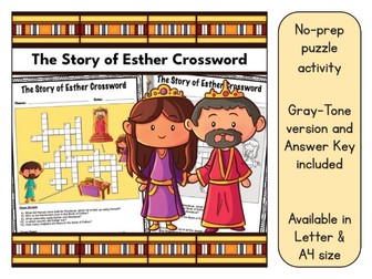 The Story of Esther Crossword Puzzle Printable