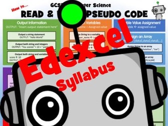 GCSE 9-1 Computer Science Poster: How to read and write Edexcel pseudo code