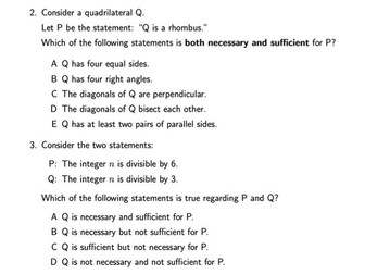 TMUA-style logic questions with answers