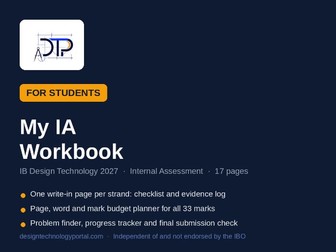 IB Design Technology 2027: IA Student Workbook