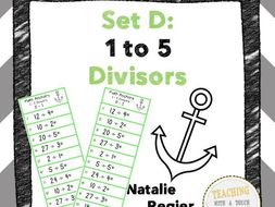 Division Anchors Set D: 1 to 5 Divisors