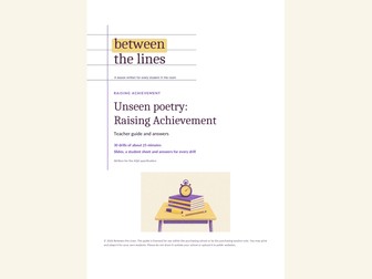 Unseen poetry intervention: 30 drills (AQA GCSE)