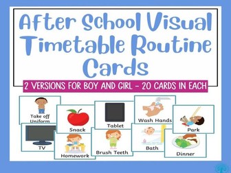 After school Routine Visual Timetable Cards