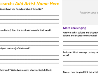 Artist Research Questions Template