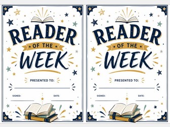 Reader of the Week Certificate / Printable Reading Award