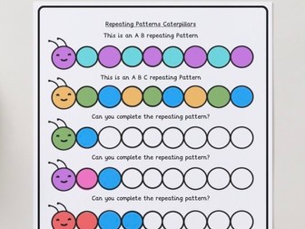 Caterpillar Repeating Patterns Sheet