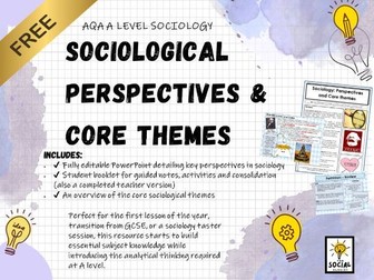 AQA A level Sociology -  Introduction to Sociological Perspectives & Core themes