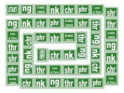 Phonics 2-3 Letter Digraphs ng-nk-chr-phr-shr-thr Text Board Game