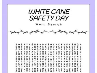 White Cane Safety Day word search puzzle worksheet Activity