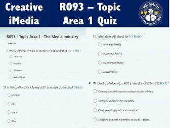 Creative iMedia R093 - Topic Area 1 - The Media Industry - Microsoft Forms Quiz