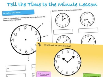 Year 3 Time - Tell the Time to the Minute Lesson