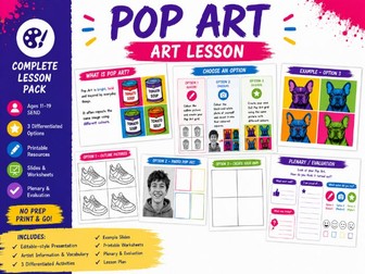 Andy Warhol Pop Art: Lesson plan, ppt, activity pack