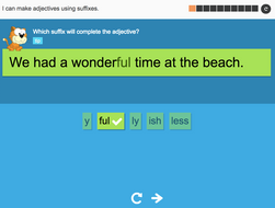 I can make adjectives using suffixes - Interactive Activity - Year 3 Spag