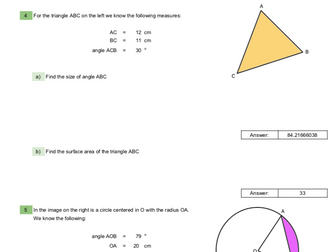 Trigonometry 20 Worksheets with answers + Generator