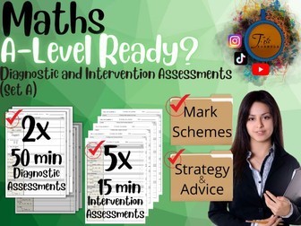 Maths A Level ready diagnostic tests and ongoing intervention set