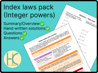 Index (Power) Laws Questions, Worked Examples, Overview