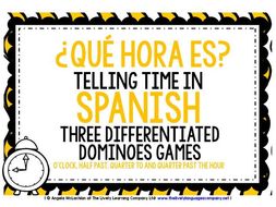 SPANISH TELLING TIME - 3 DIFFERENTIATED DOMINOES GAMES (1)