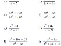 20 GCSE/IGCSE Algebra worksheets (with solutions)
