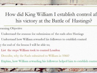 How did King William I establish control after his victory at the Battle of Hastings?