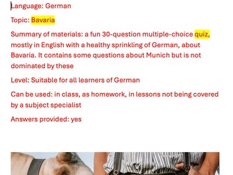 Bavaria quiz for all learners of German, multiple choice.