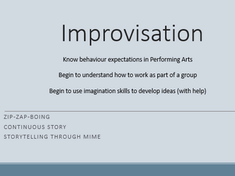 Improvisation Scheme of work KS3. Year 7 or 8  (11-14 secondary)